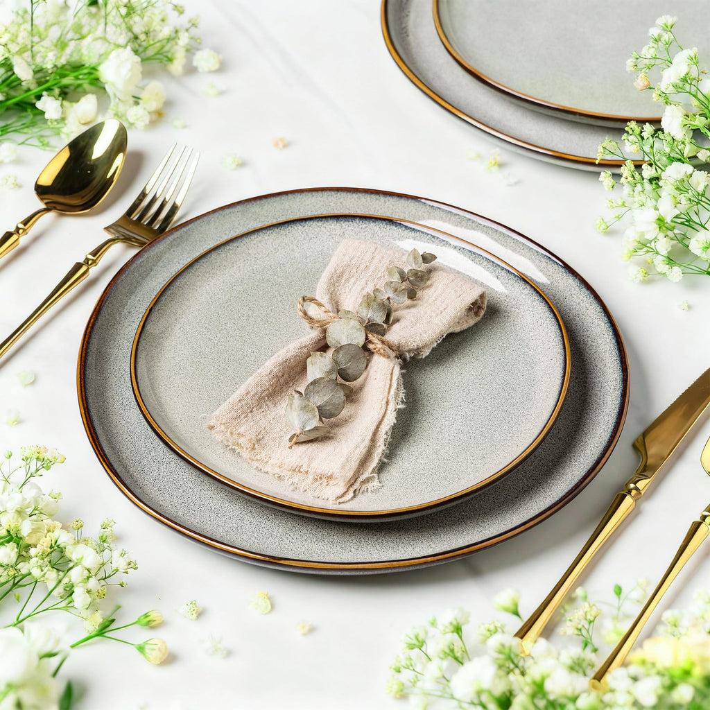 Ceramic Dinnerware Sets for 8, 24Pcs Plates and Bowls Sets Dishes
