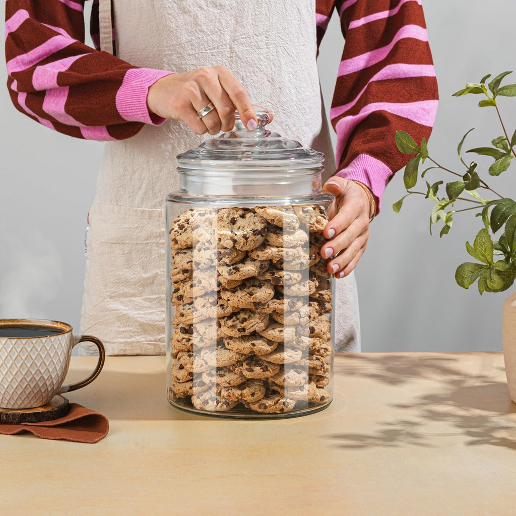 1.5 Gallon Glass Cookie Jar - Tall Food Storage Container with Airtight Lid - Large Kitchen Canister for Sugar