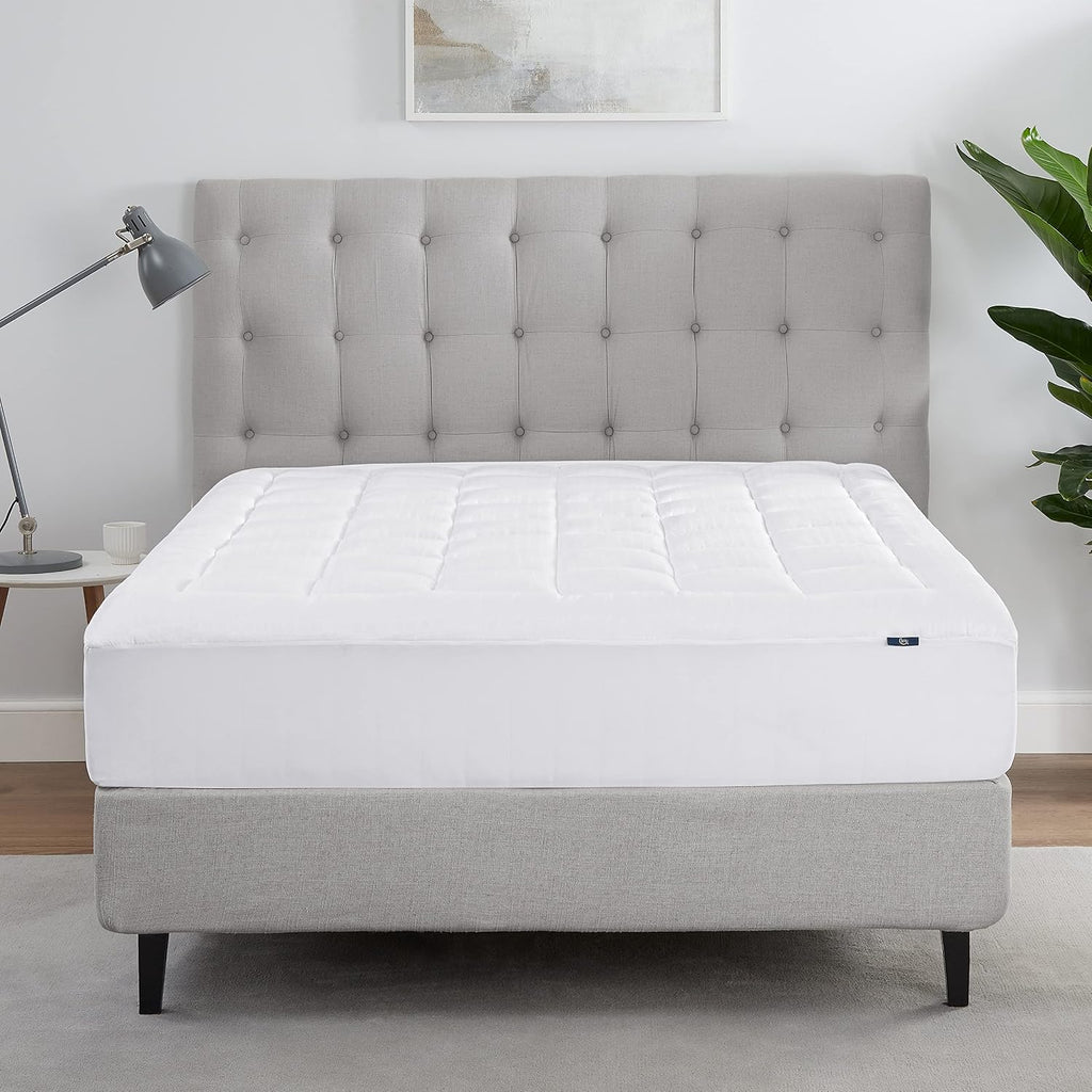 ComfortSure Quilted Cotton Pillowtop Mattress Pad, King | Breathable quilted mattress pad with pillowtop comfort and
