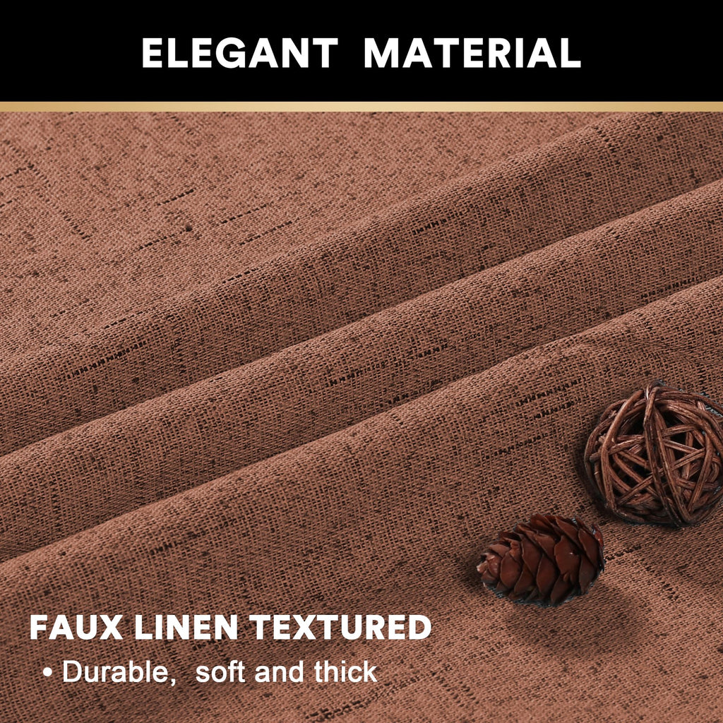 Primitive Textured Linen 100% Blackout Curtains /Living Room Blackout Curtains 54 Inches Long, Energy Saving Window