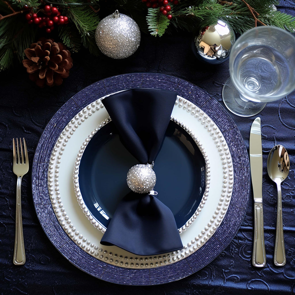 Glitz Handmade Beaded Charger Placemats - Set of 4 - Navy