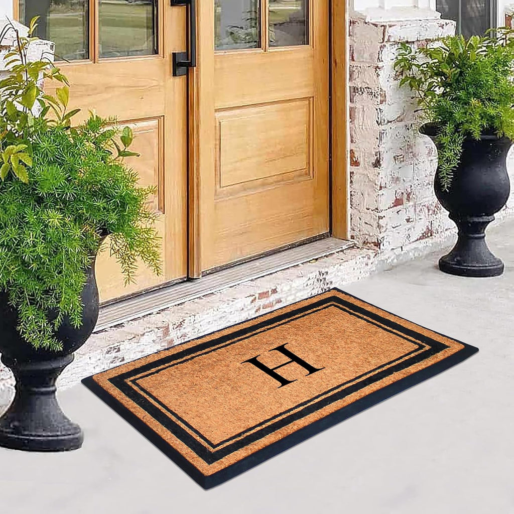 Doormat, 30x48, Natural Coir & Rubber, Monogrammed, Heavy Duty, Front Door Mat