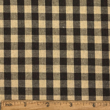 72"L x 57"W Brown and Tan Homespun Fabric, 1/3" Checks