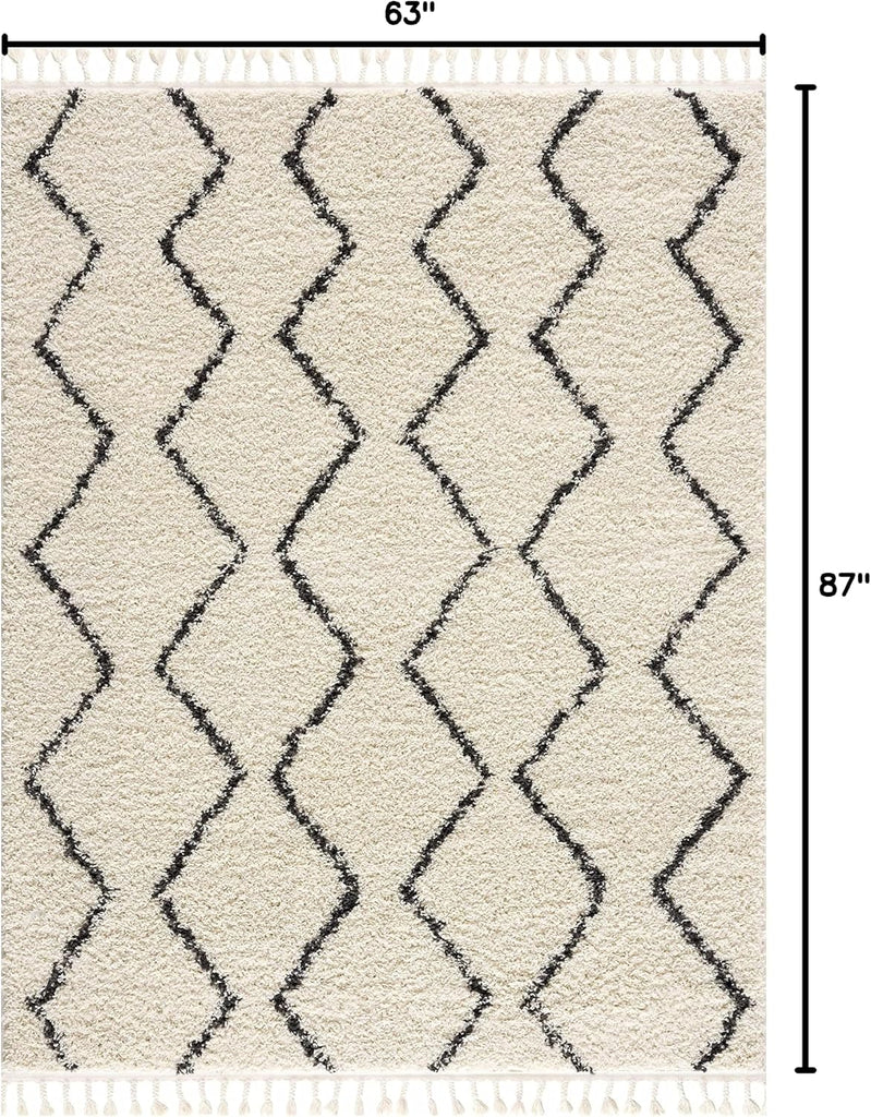 Azalea Living Room, Bedroom Area Rug - Diamond Geometric Trellis Zig Zag - Bohemian Moroccan Berber Boho Tribal