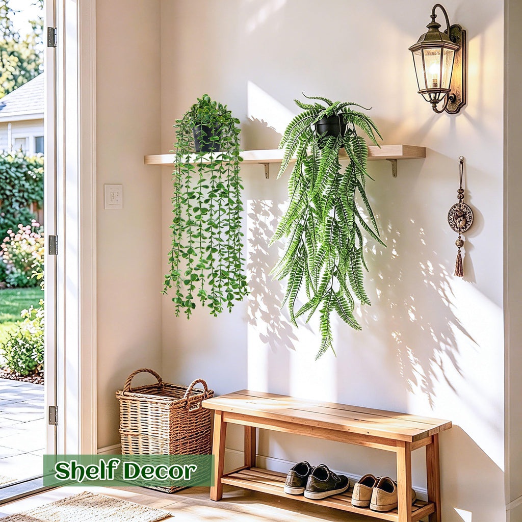 4Pcs Fake Hanging Plants with Lush Cascading Greenery