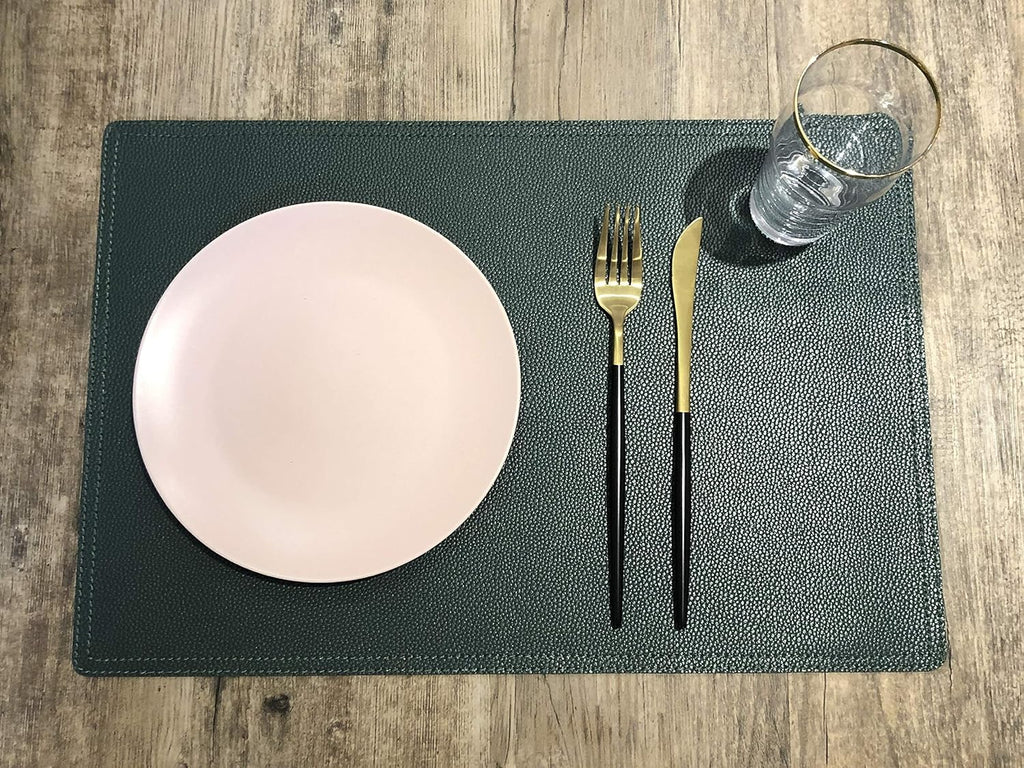 Vinyl Waterproof Placemats, PU Table Mats, Stain Resistant, Heat Resistant, Non-Slip Easy to Clean Dining - Set of 4