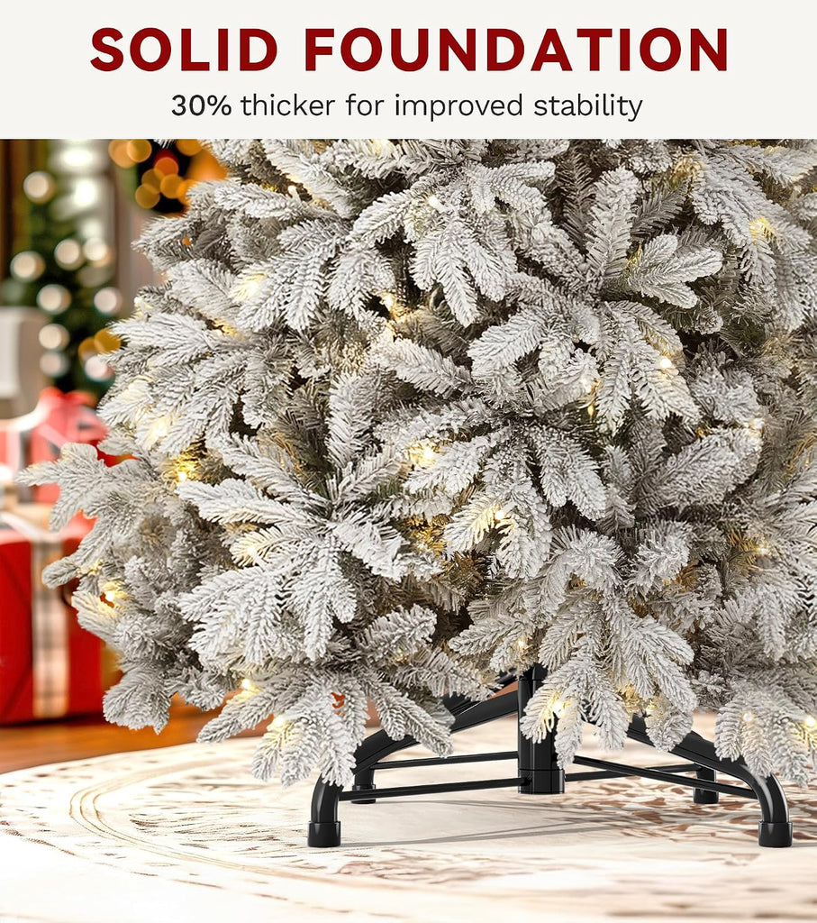 7.5ft Pre-lit Snow Flocked Canaan Fir Christmas Tree with Remote