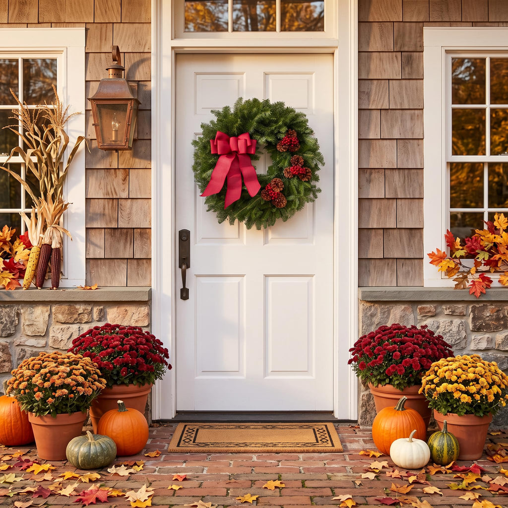 Fresh Christmas Wreath for Front Door 22" - Real Balsam | Live Holiday Evergreens Lasts All Winter Outdoor | Arrives