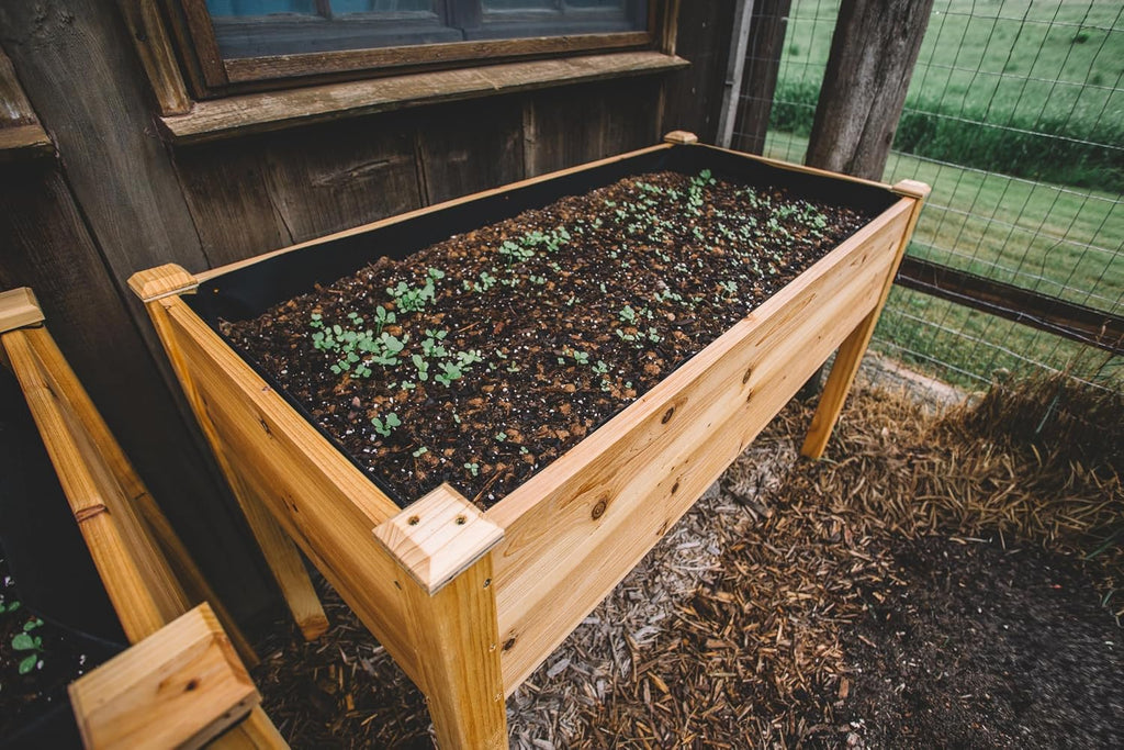 Expressions Wooden Raised Garden Bed|Elevated Planter Box with Included Bed Liner|Outdoor Vegetable, Flower, and Herb