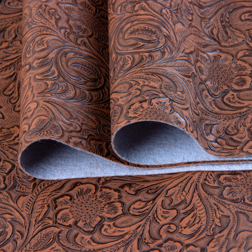 Faux Leather Fabric 1 Yard Cut 36"X54" Embossed Floral Pattern Craft Vinyl for Upholstery, DIY Crafts, Handbags