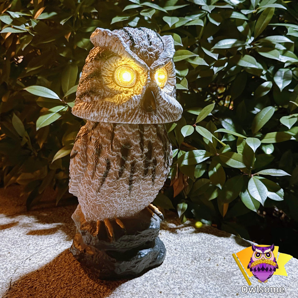 Mini Revolving Chair Solar Tiger Owl with Flashing Eyes | Casa Home Living