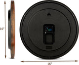 Bernhard Products Vintage Brown Wall Clock Silent Non Ticking 16 Inch Extra Large Quality Quartz Battery Operated