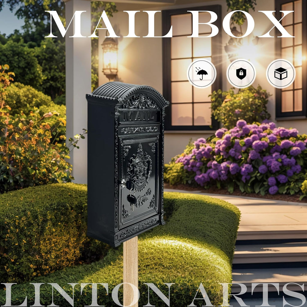 Vintage Mailboxes - Large Lockable Outdoor Mailbox, Weatherproof Metal Mail Box House