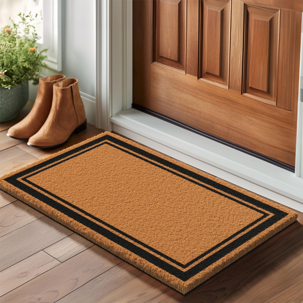 Natural Coco Coir Non-Slip Doormat (17x30, Border)