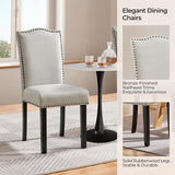 Dining Chairs Set of 2 Modern Kitchen Chairs with Fabric Upholstered Seat and Solid Wood Legs for Home Kitchen, Beige