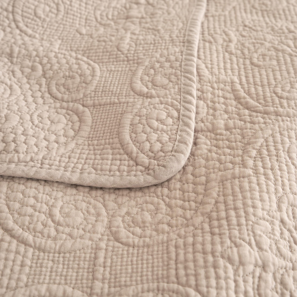 Matelasse Coverlet Set, Taupe Brown, 3-Piece
