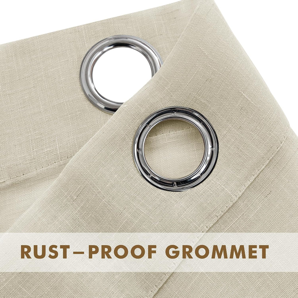 Semi Voile Beige Sheer Outdoor Curtains 4 Pcs 54x84 In | Light Filtering Grommet Top Faux Linen Outdoor Dining