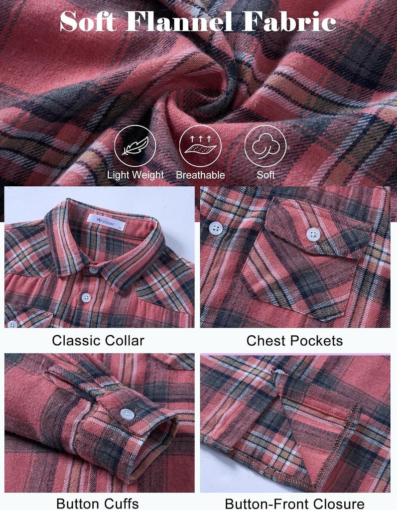 Boys Flannel Plaid Shirt Long Sleeve Button Down Casual Shirts