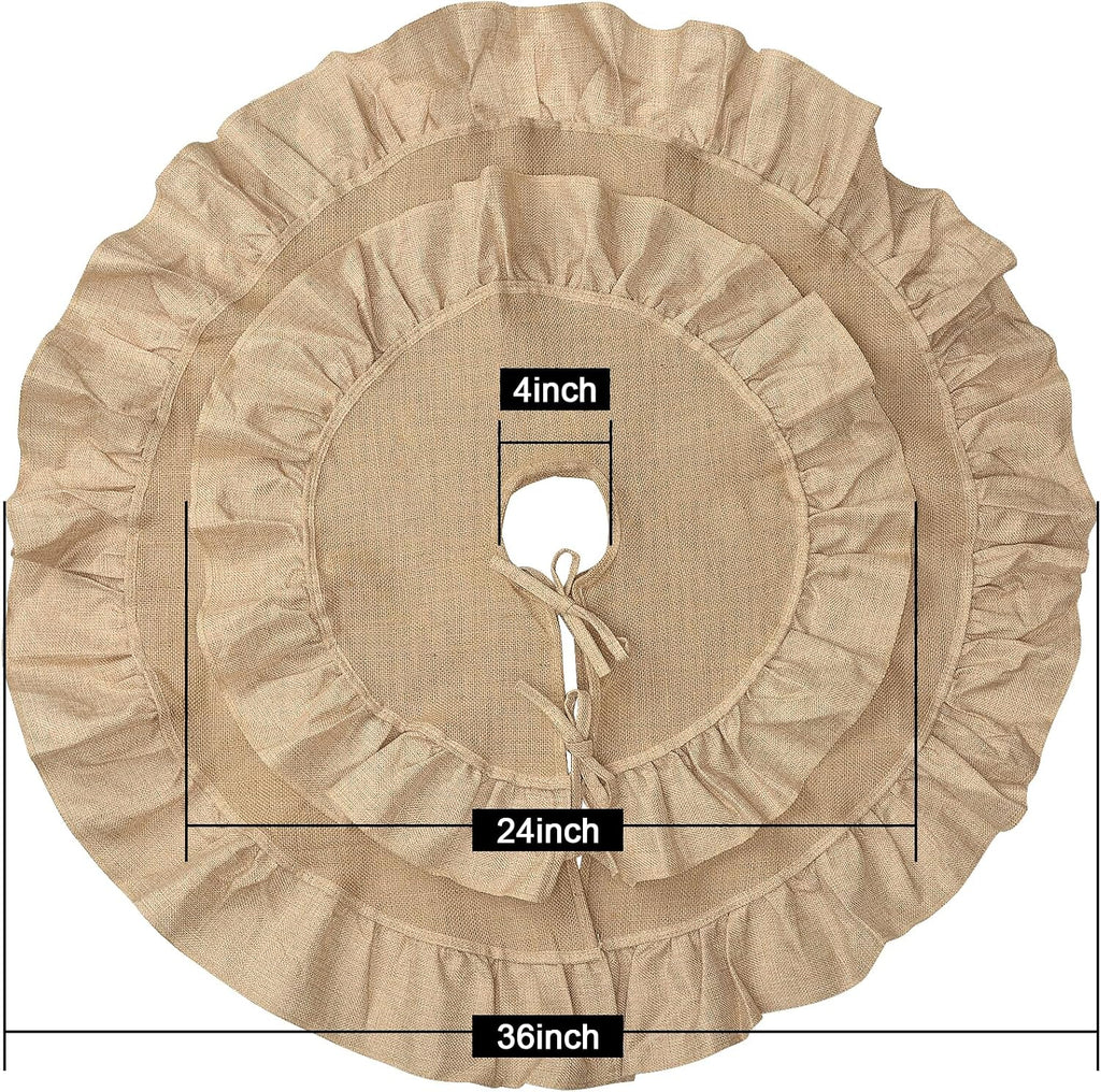 24 Inch Burlap Tree Skirt for 2-3 Ft Tabletop Trees