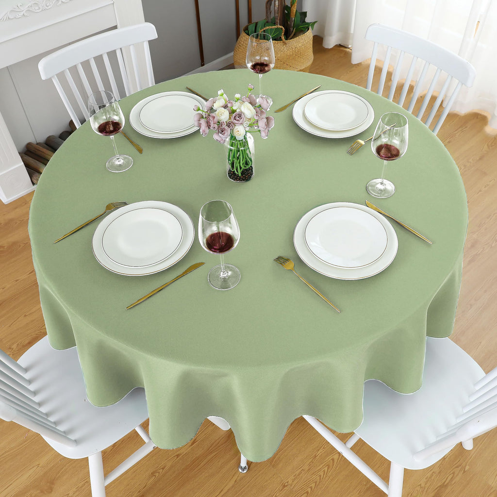2 Pack Sage Green Round Waterproof Tablecloth, 60 Inch