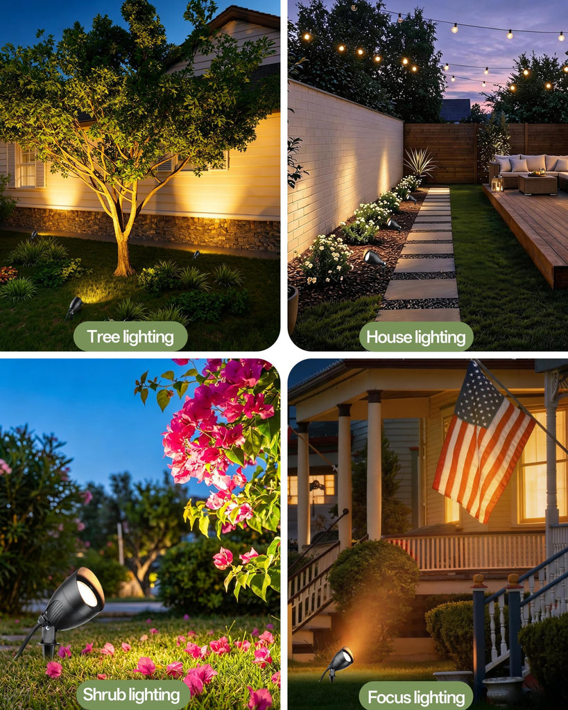 4Pack LED Landscape Spotlight, 120V Warm White Plug in Outdoor Light