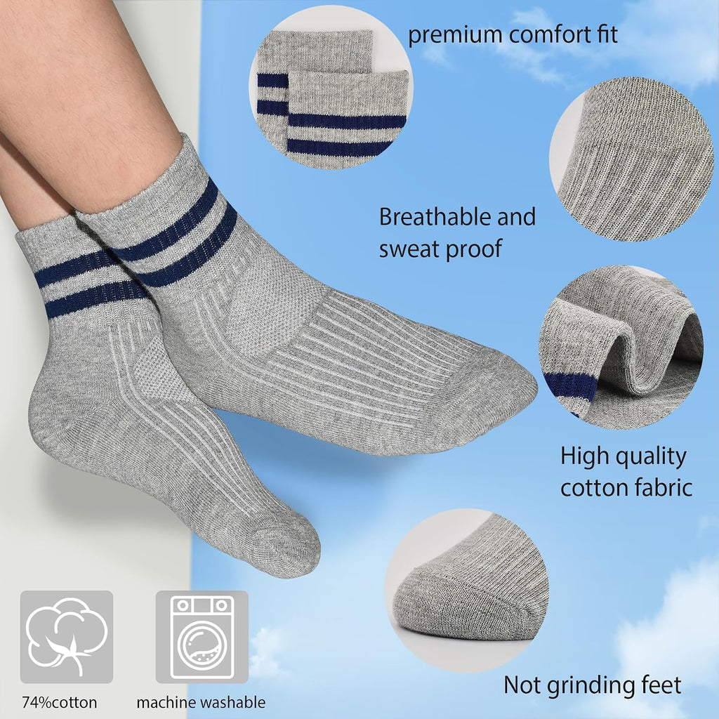 12 Pairs Kids Socks Cotton Athletic Socks for Boys
