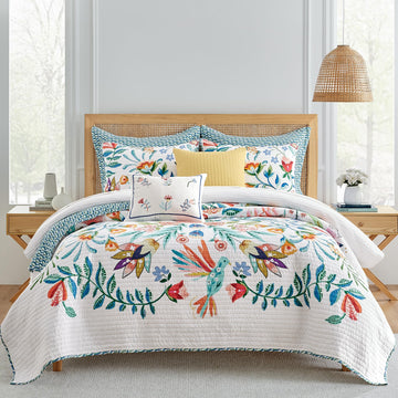 Danika Quilt Set - Quilt and Two Shams - Floral - Multicolored - Quilt (106x92in.) and Shams (20x36in.)