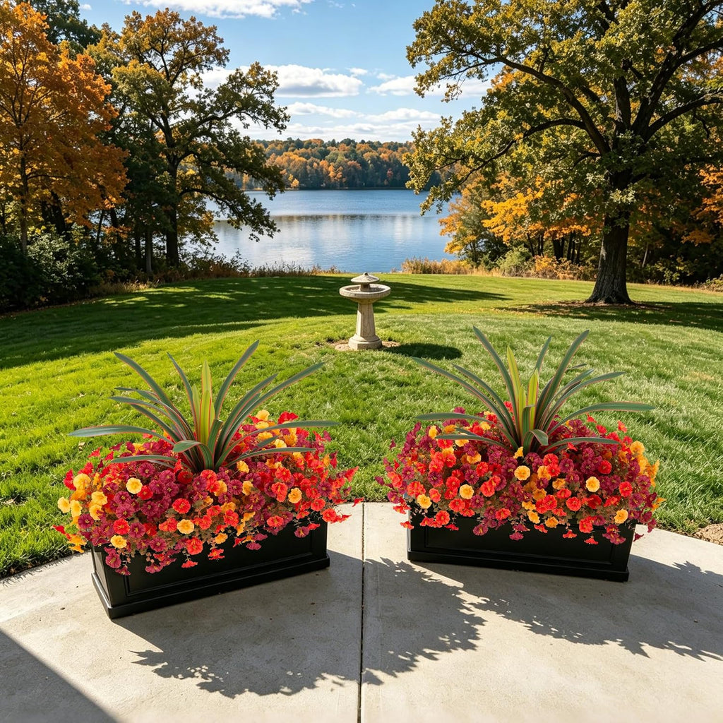 Artificial Fall Flowers UV Fake Orchid Plant Mum for Outdoors Decor - Set of 12