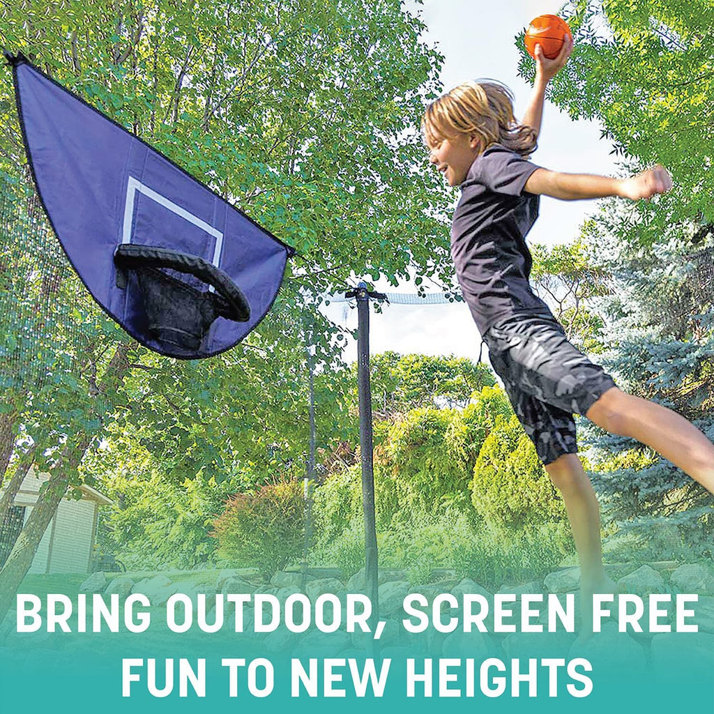 Trampoline Outdoor 8 FT, 12 FT, 15 FT Jump N' Dunk Round Outdoor Trampoline with Net, Trampoline Mat, and Basketball