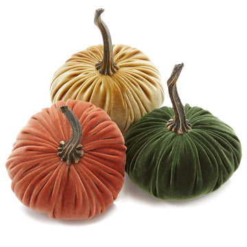 Set of 3 Small Velvet Pumpkins, classic fall pumpkin decor, hygge home, cozy fall vibe, Thanksgiving tablescape, fall