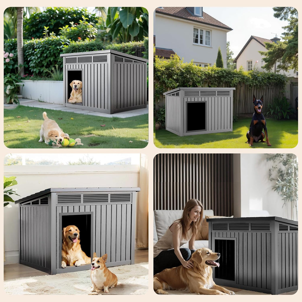 Dog House Outdoor & Indoor, Medium Size, Gray