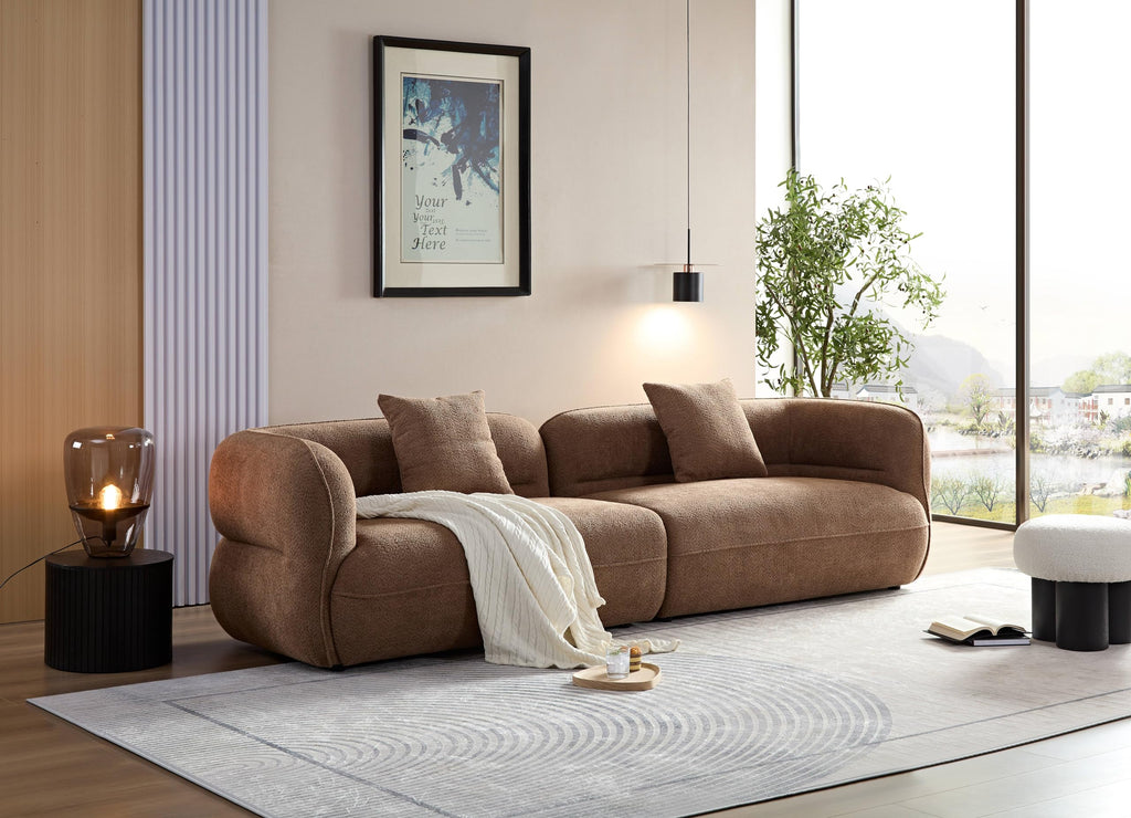 110''Modern Curved Sectional Sofa, Bread Shape Design, Upholstery Boucle Sofa Couch with Pillows, Luxury Sofa Couch