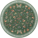 Mushroom Insect 8ft Round Rug Washable Non-Slip Soft Ultra-Thin Large Boho Circle Carpet for Entrywa