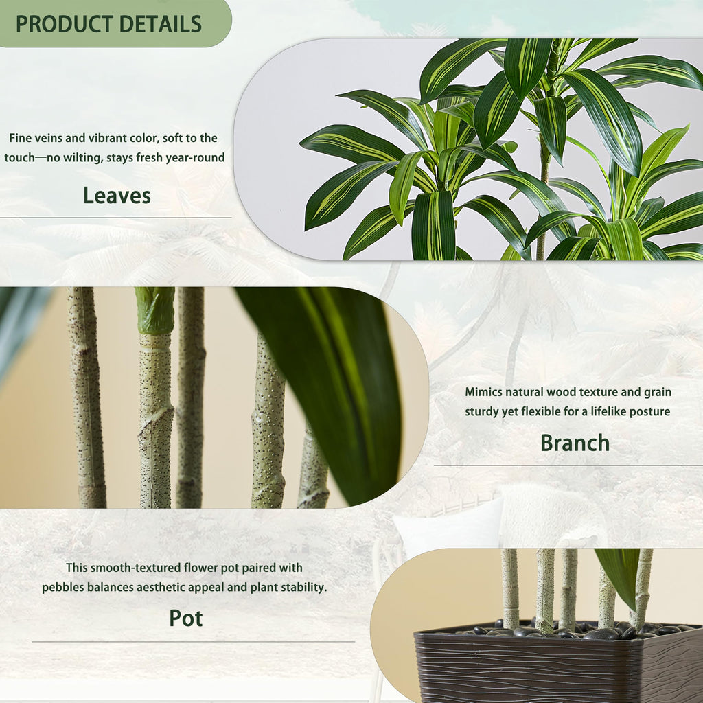 Dracaena Artificial Plants 6FT, Large Fake Tree Indoor