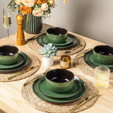 Ceramic Dinnerware Sets for 4,Porcelain Plates and Bowls Sets,Handmade Reactive Glaze Dishes Set,Oven&Dishwasher &