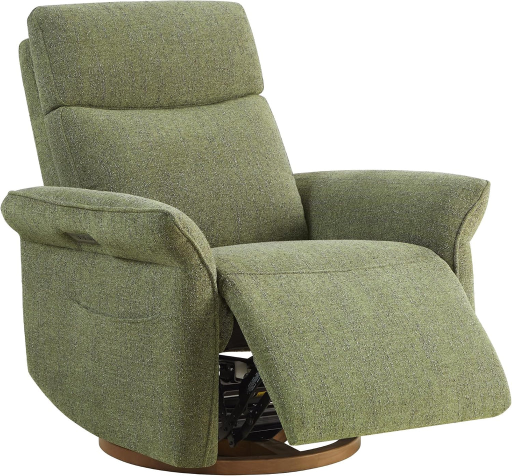 Power Swivel Glider Nursery Recliner Chair, Triple Motor, Green | Electric Nursery Rocking Chair with Adjustable
