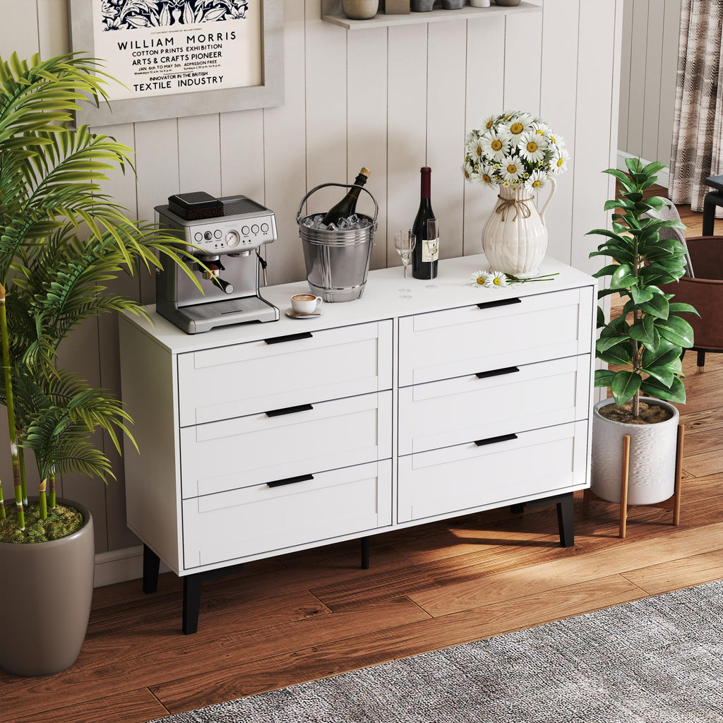 6 Drawer Modern White Chest of Drawers