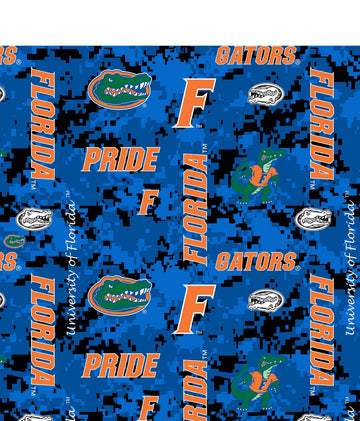 Florida Gators Fleece Blanket Fabric-University of Florida Fleece Fabric-Camouflage Design-Sold by The Yard