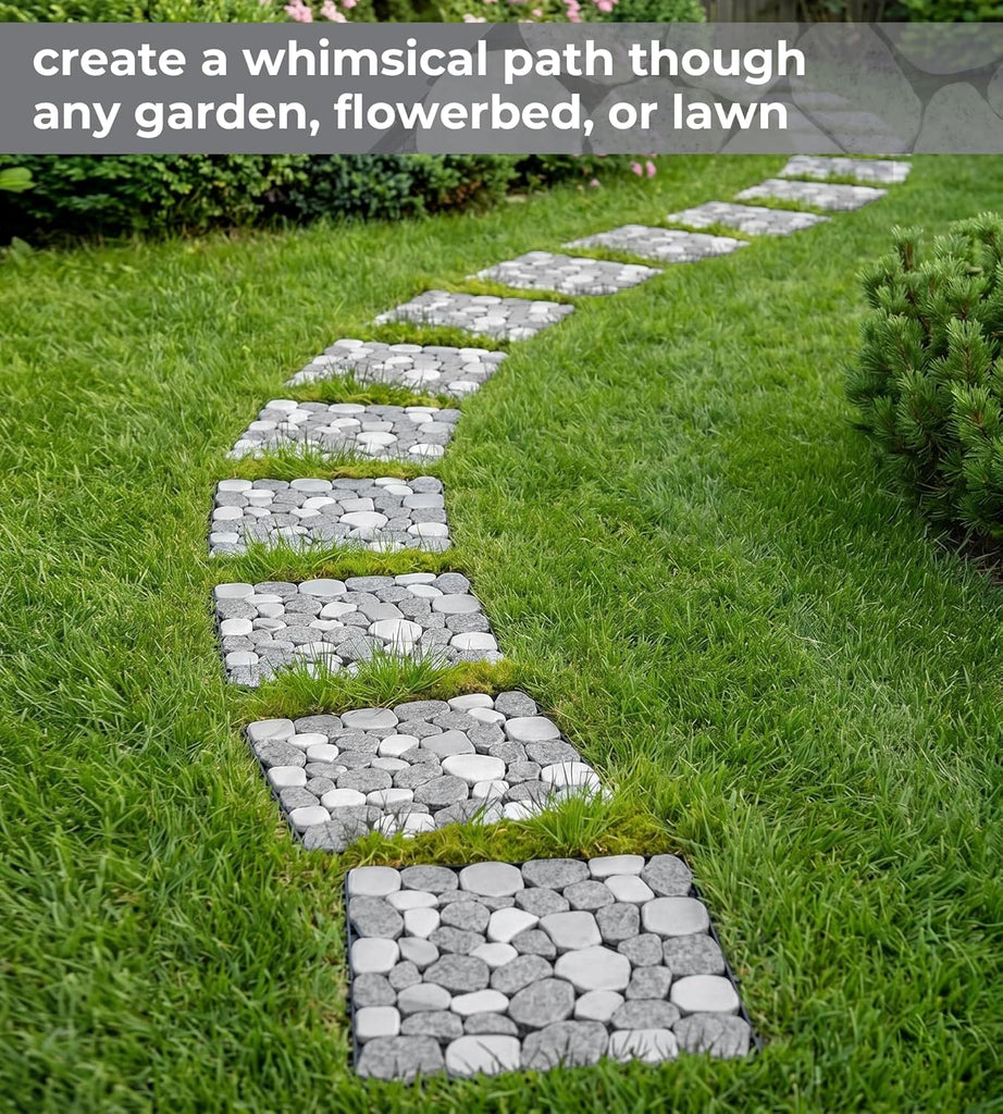 4PCS Natural Stone Decking Tiles, 11.8"x11.8" Outdoor & Indoor DIY Interlocking Flooring, Marble Stepping Stones