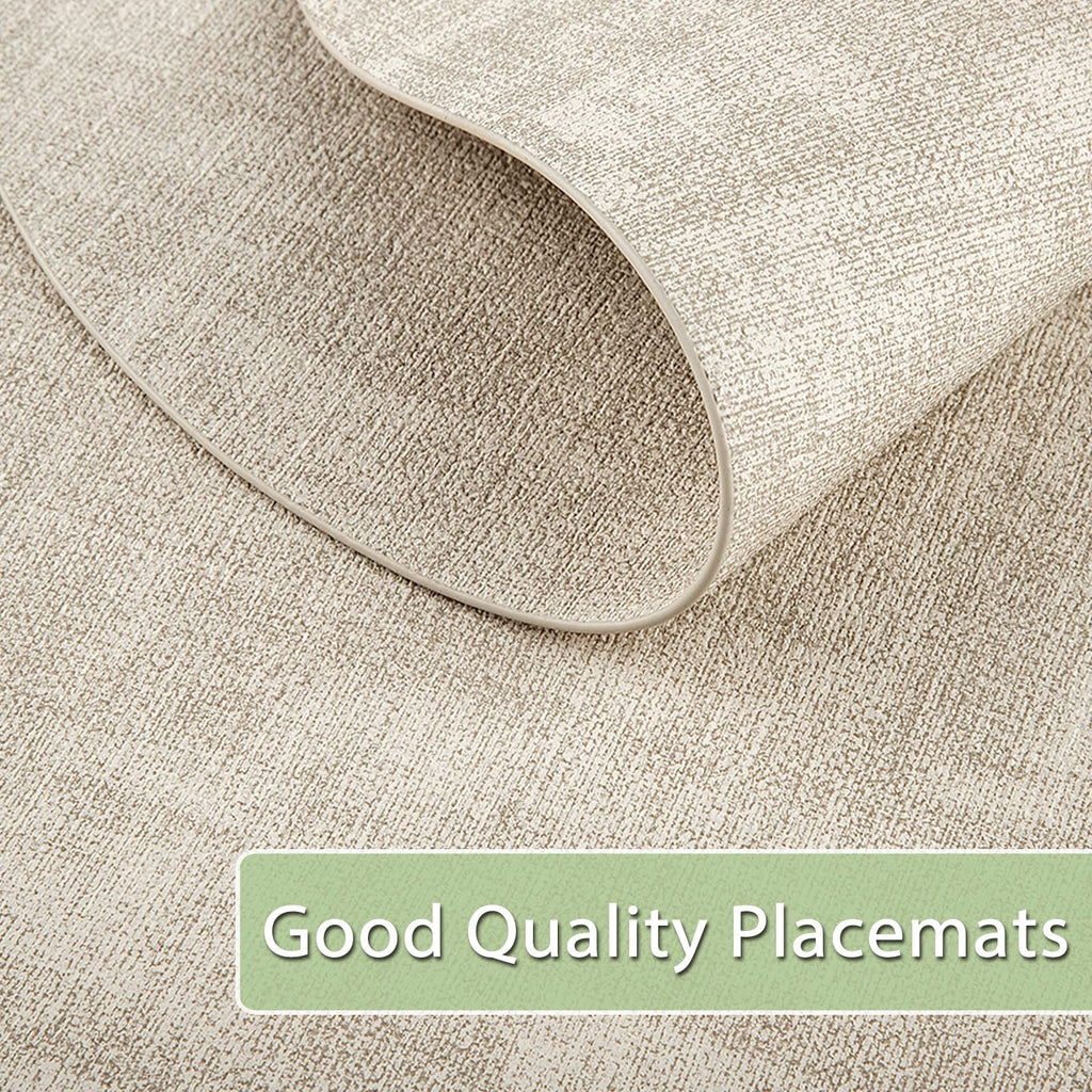 Faux Leather Oval Placemats Set of 6, Beige