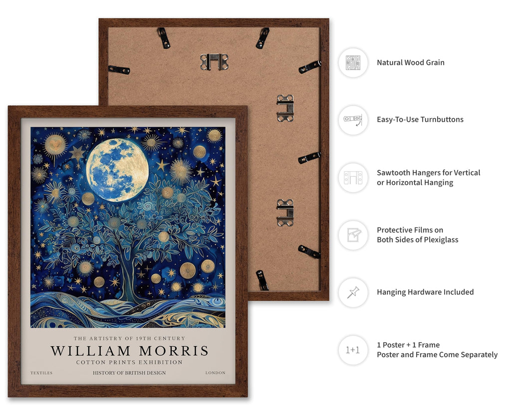Master William Morris Poster - Moon and Stars Print - Tree of Life Art - Botanical Art - Exhibition Design - Flower