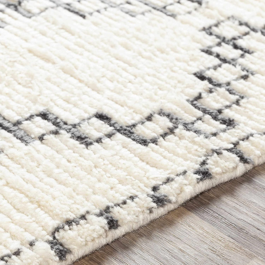 BON2301 Beni Ourain Bohemian, Transitional Area Rug - Ivory, Charcoal