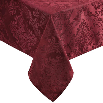 Caiden Elegance Damask Tablecloth, Cranberry - 60" W x 144" L