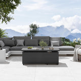 51 Inch Outdoor Fire Pit Table, 50,000BTU Rectangle Propane Fire Pit with Sliding Tank Holder, Glass Wind Guard, Removable Lid, CSA Certified, Gray - Image 8