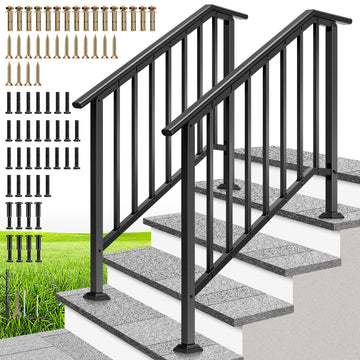 4-Step Hand Rails for Outdoor Steps, Straight-Oval and Balusters