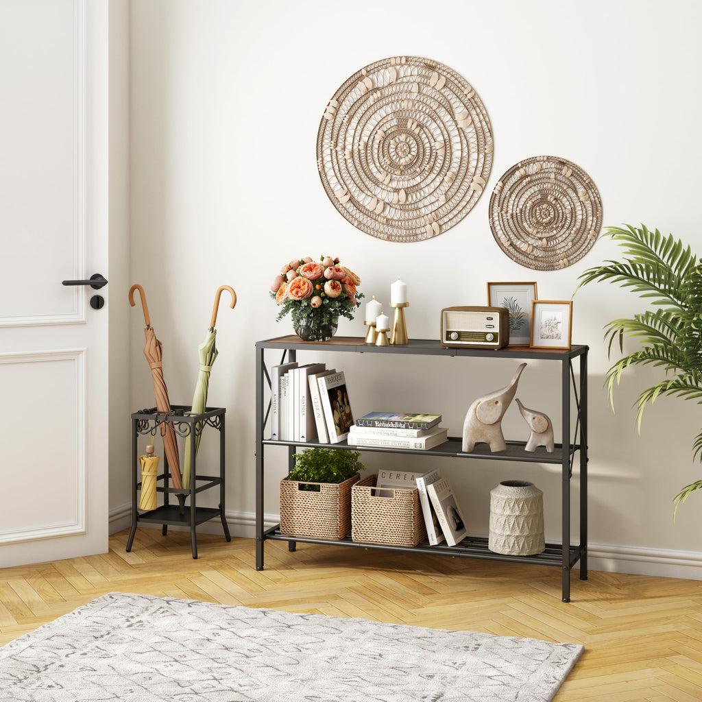 Industrial Console Table, 3 Tier Entryway Table, Hallway Tables, Narrow Sofa Tables with Shelves, Entrance Table
