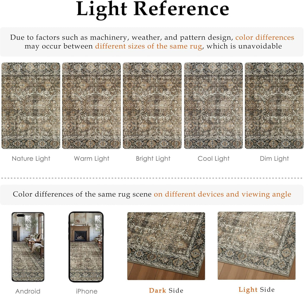 Brown Runner Rug 2x8 Vintage Area Carpet Hallway Long Indoor Kitchen Washable Living Room Low Pile T
