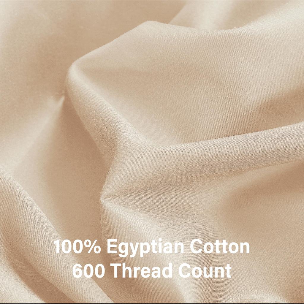 100% Egyptian Cotton Fitted Sheet Queen Size, 600 Thread Count Sateen