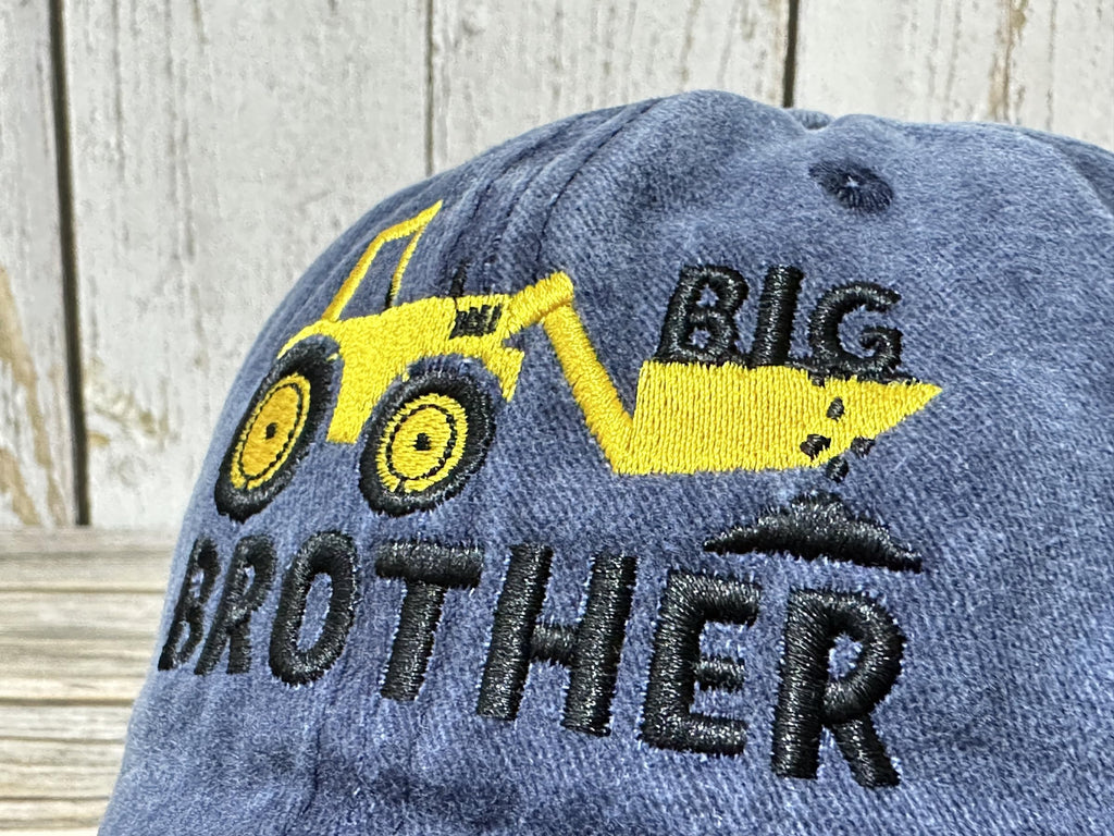 Big Brother and Excavator Embroidered Baseball Cap Gift for Boy