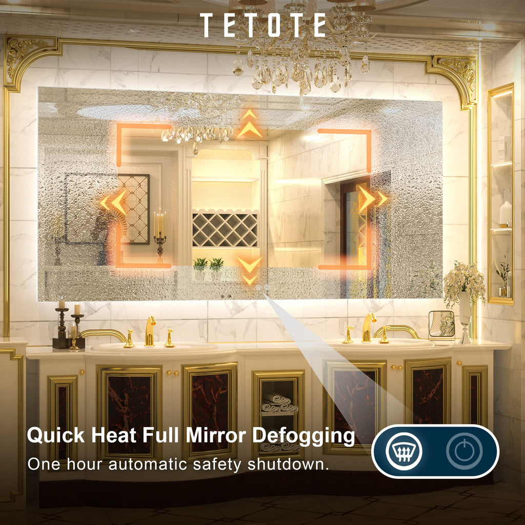 72 x 36 Inch LED Bathroom Mirror Backlit,AntiFog,Dimmable,CRI90+,Makeup,Vanity Mirror with Light,Lighted Mirror,Wall